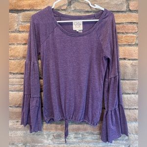 Chaser Purple Bell Sleeve Top Size S